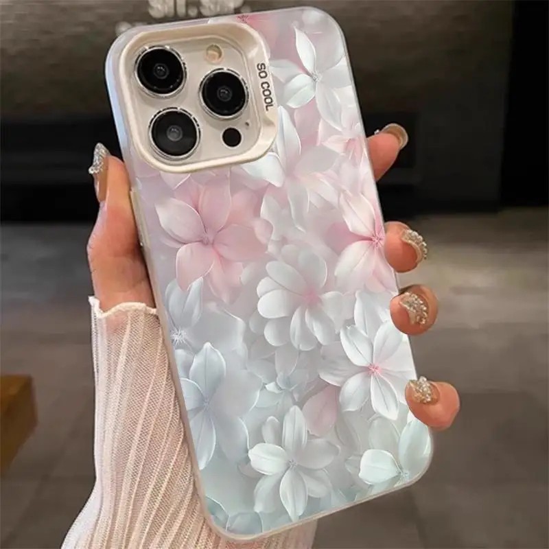 Paper Feel Screen Film - ピンクの花柄ケース iPhone 15Pro 17 16 14