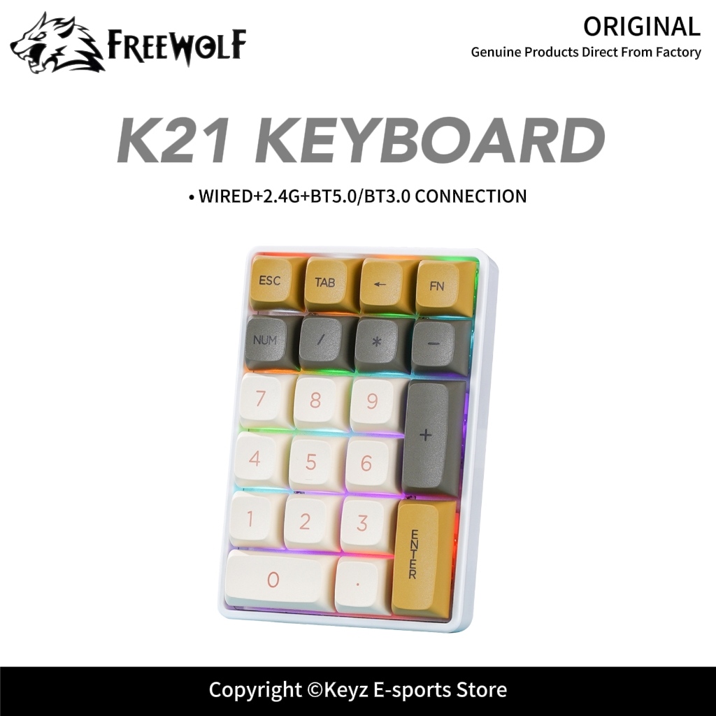 Bluetooth Trackpad - K21 トリモードメカニカルテンキー FREEWOLF ホットスワップ対応 PBT キーキャップ