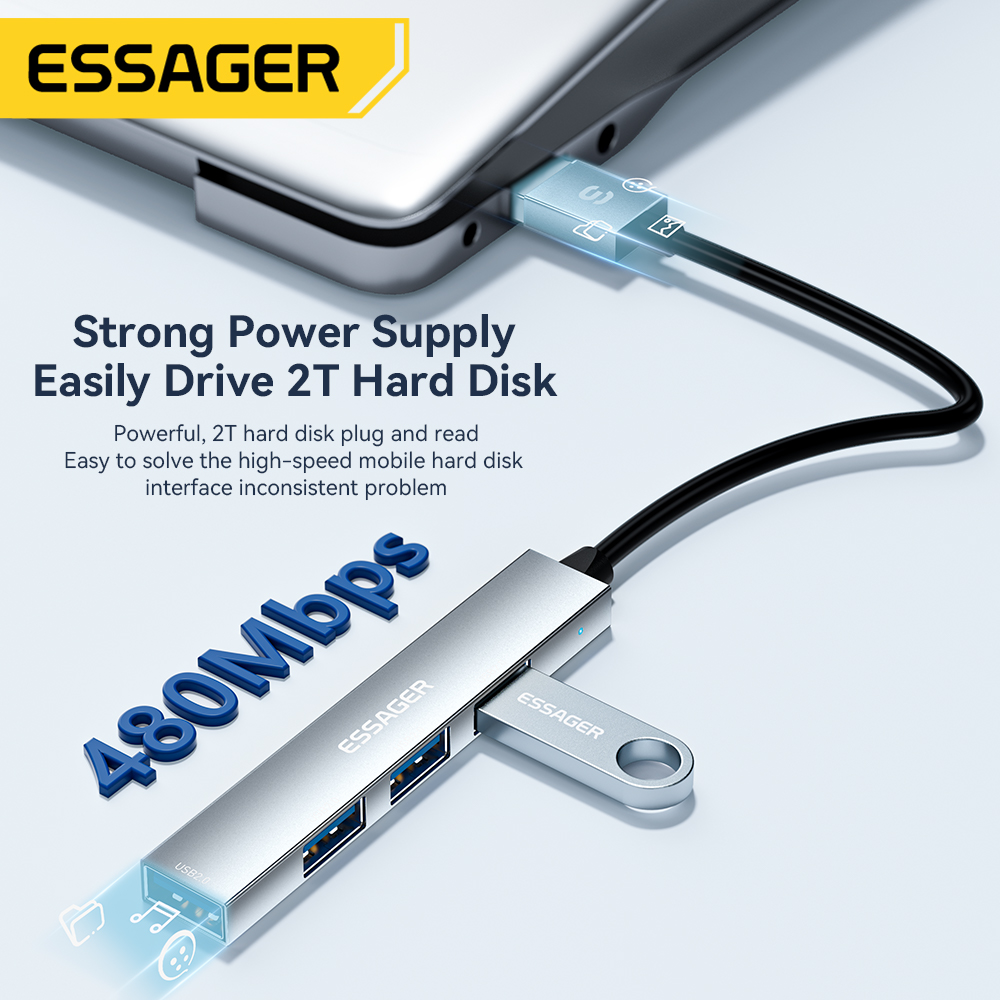 Essager 4 in 1 USB C ケーブルハブ US - Usb Hub Type C のレビューと価格