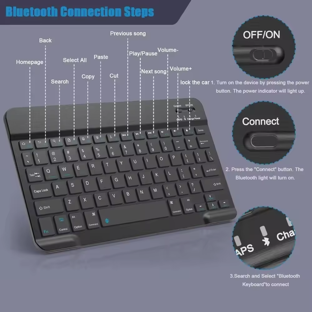 Bluetooth ワイヤレスキーボード携帯電話タブレットキ - Essential Tablet Accessories のレビューと価格