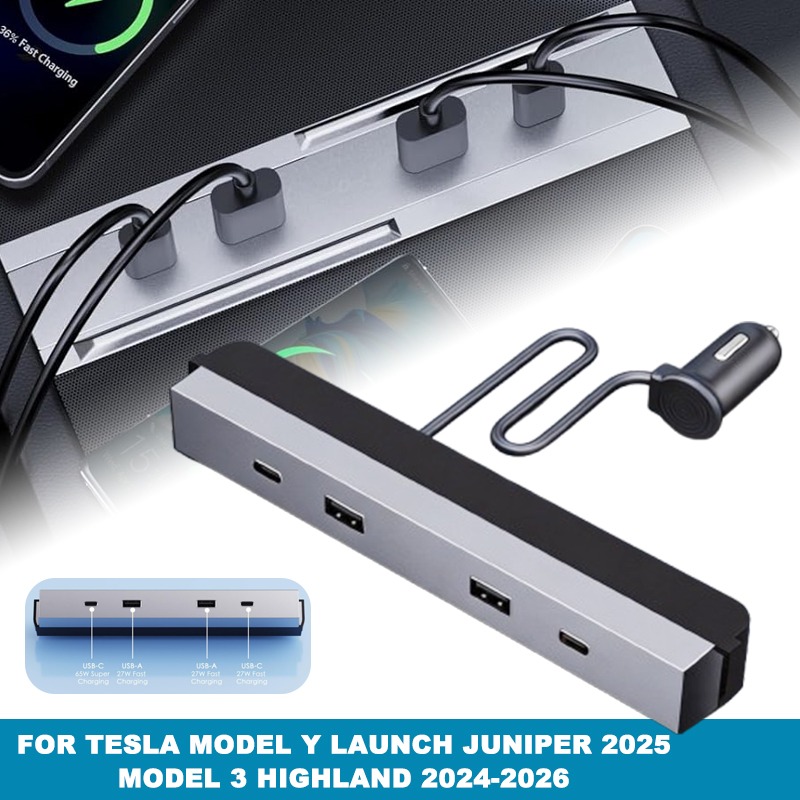 センターコンソールカーアダプター マルチポート 65W Ty - Usb Hub Type C のレビューと価格
